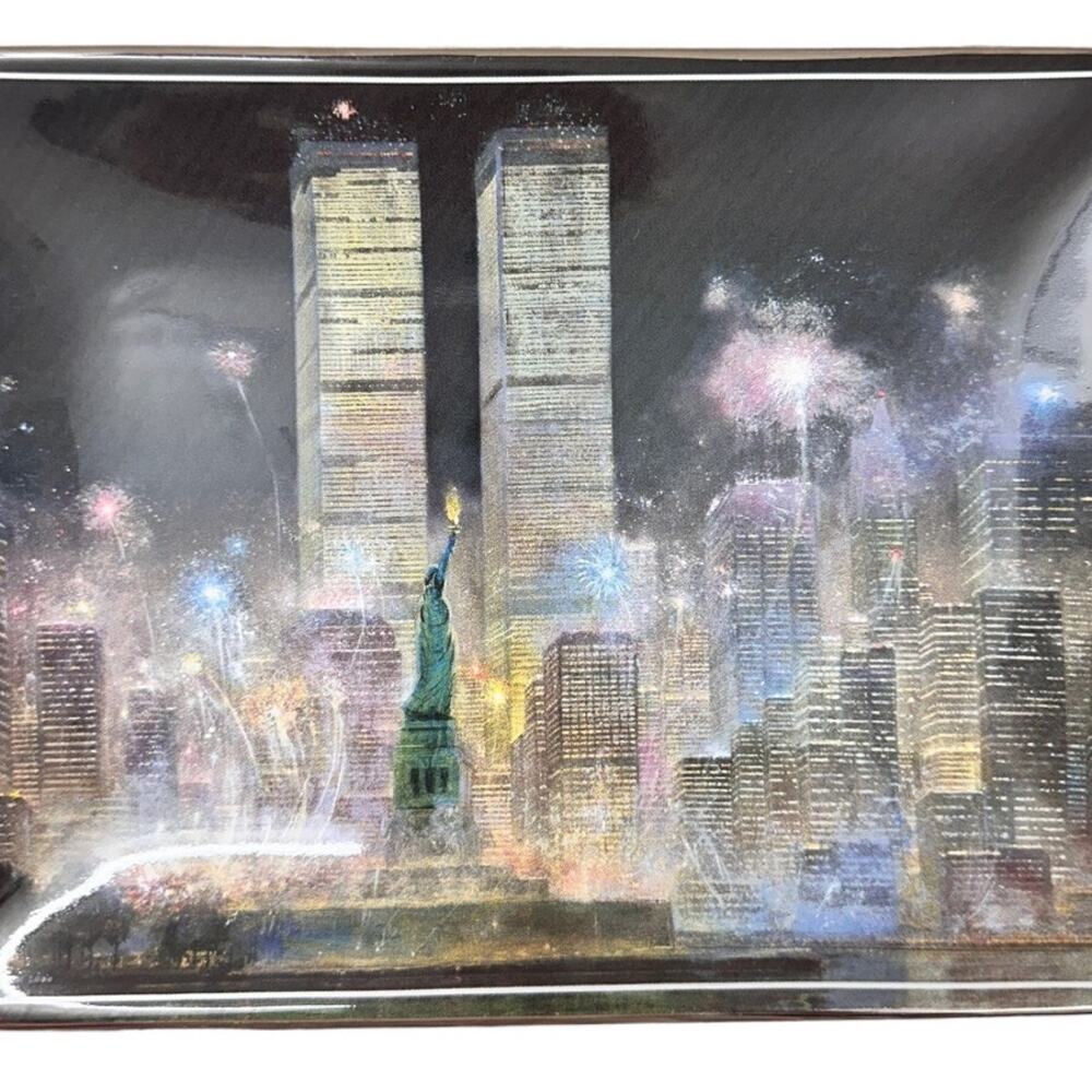 TWIN TOWERS New York City NYC Bradford Exchange Tray numbered 2002